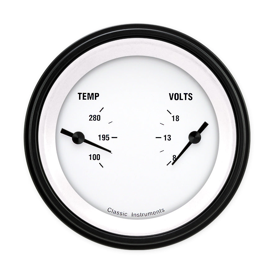 Classic Instruments White Hot 3" Dual - Temperature & Volt Gauge - WH74BLF