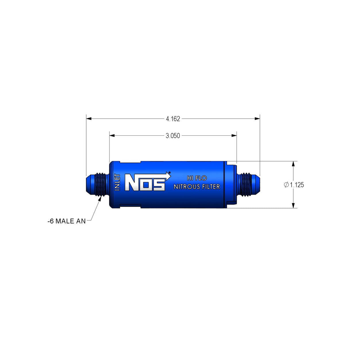 NOS In-Line Hi-Flow Nitrous Filter, 6AN - Blue - 15557NOS