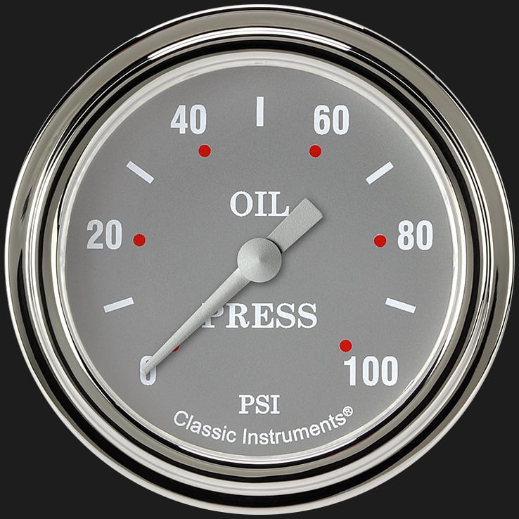 Classic Instruments Silver Gray 2 5/8" Oil Pressure Gauge - SG381SLF