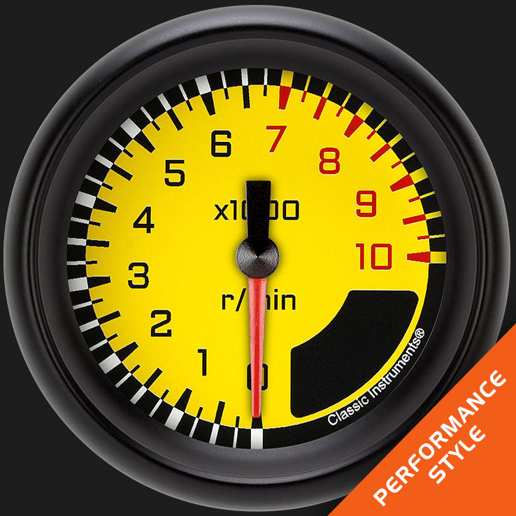 Classic Instruments AutoCross Yellow 2 5/8" Tachometer - AX383YBPF