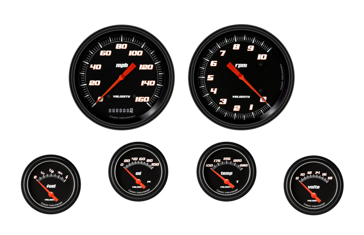 Classic Instruments Velocity Black Six Gauge Set 251 - VS251BBLF
