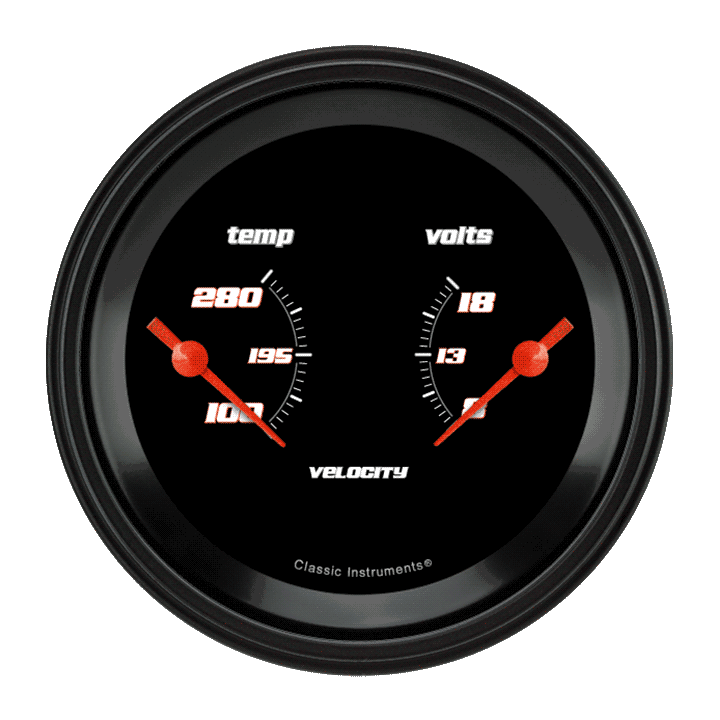 Classic Instruments Velocity Black 3 3/8" Dual - VS74BBLF
