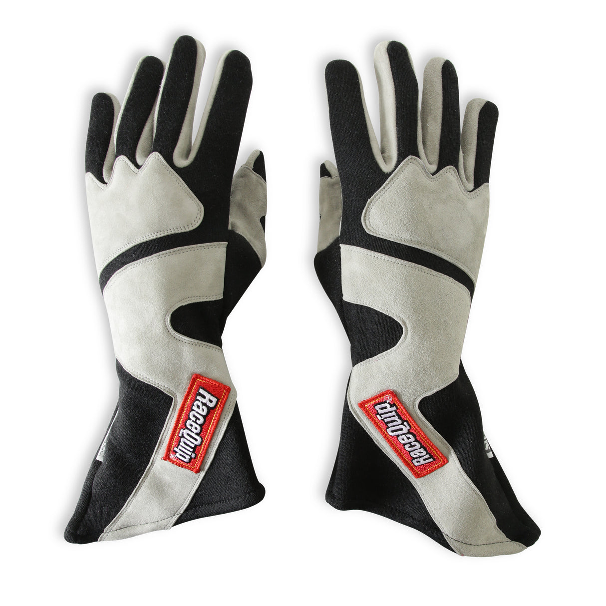 Racequip SFI 3.3/5 Black / Gray Long Gauntlet Nomex Race Gloves - Small - 358602RQP
