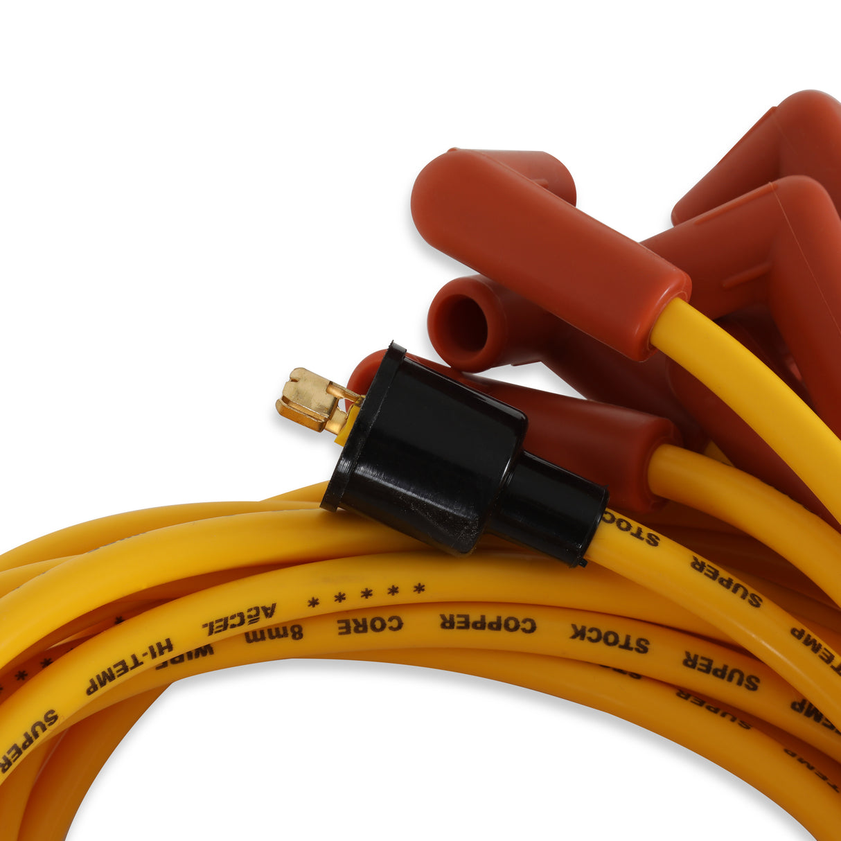 ACCEL Spark Plug Wire Set - 8mm - Yellow with Orange Straight Boots - 4039