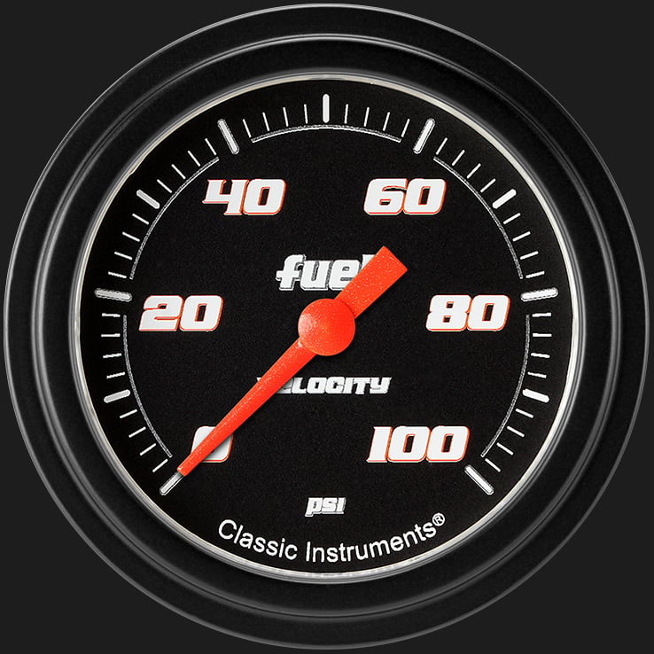 Classic Instruments Velocity Black 2 5/8" Fuel Pressure Gauge, 100 psi - VS346BBLF