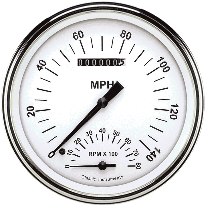 Classic Instruments White Hot 4 5/8" Speedtachular - WH50SLF