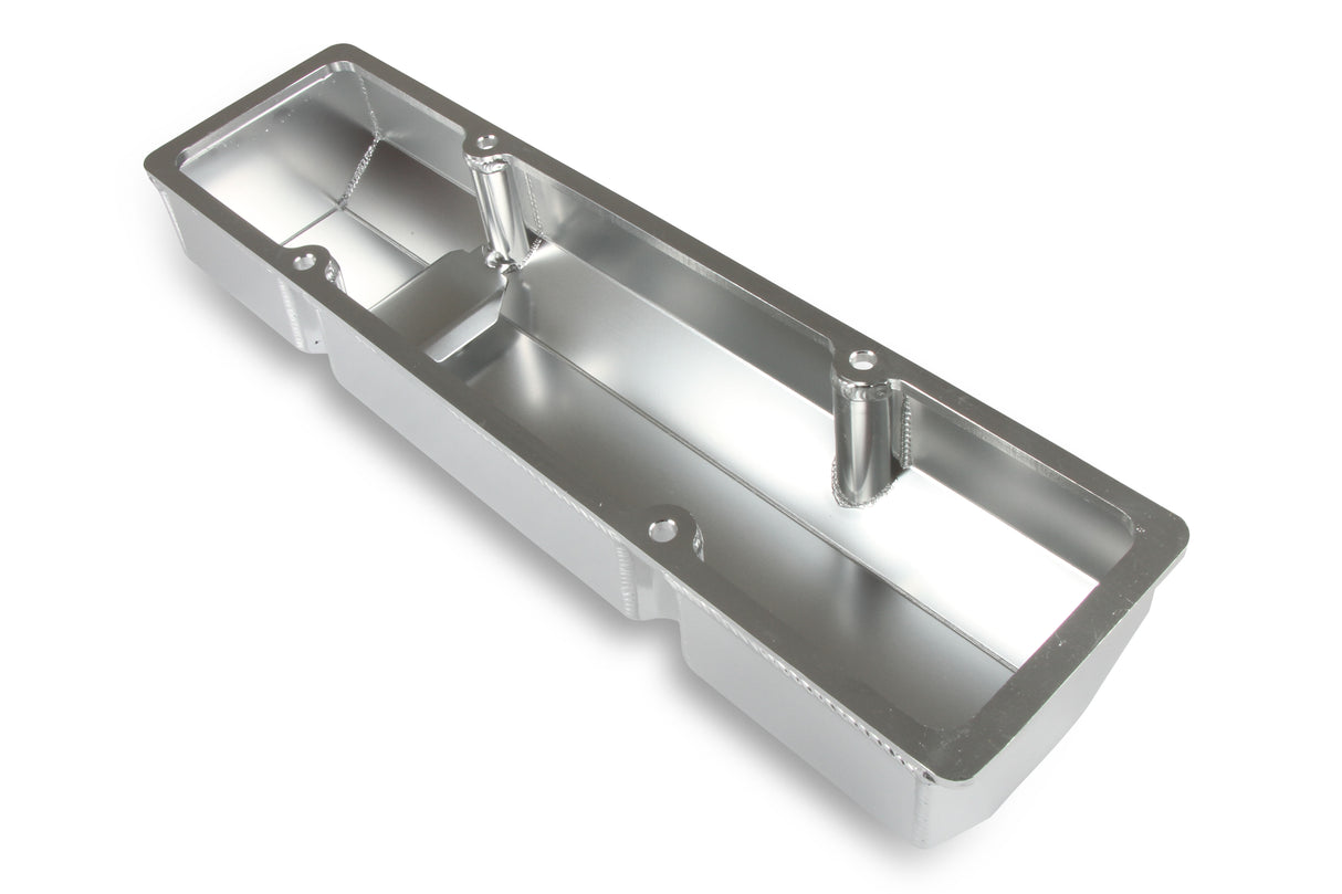 Holley 241-287 GM Licensed Valve Cover - Track Series - SBC - Fabricated Aluminum - Perimeter Bolt - Silver