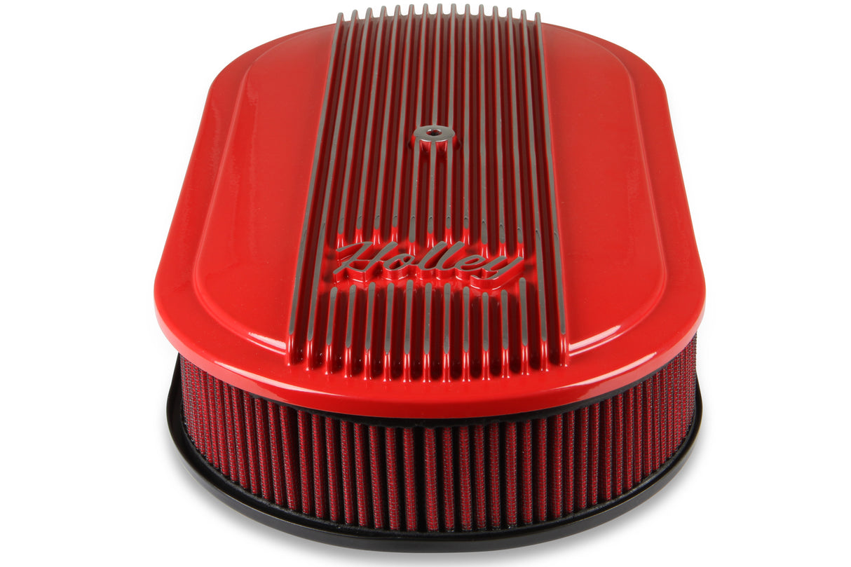 Holley 120-404 Vintage Series Oval Air Cleaner - Gloss Red Machined