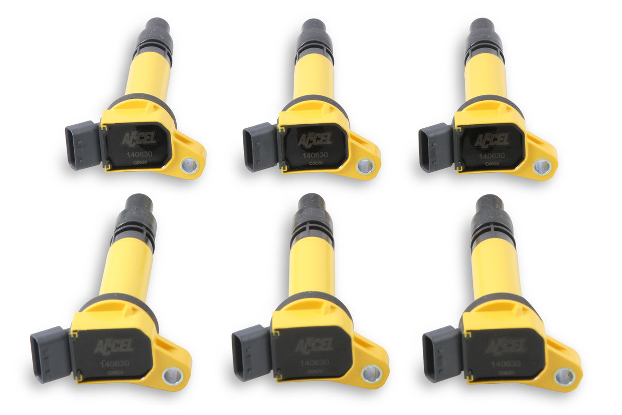 ACCEL Ignition Coil- Super Coil- Lexus/ Toyota- 6-Pack- Yellow - 140630-6