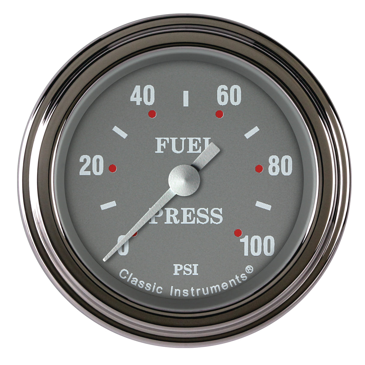 Classic Instruments Silver Gray 2-1/8" Fuel Pressure Gauge (100 PSI) - SG146SLF