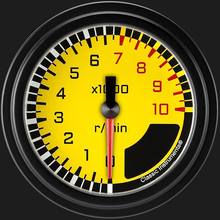 Classic Instruments AutoCross Yellow 2 5/8" Tachometer - AX383YBLF