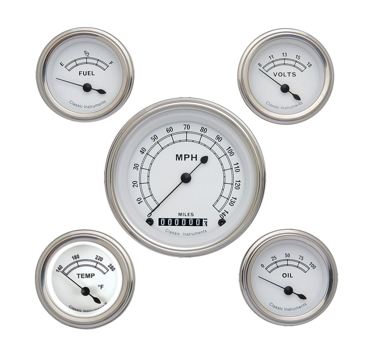 Classic Instruments Classic White 5 Gauge Set - CW00SLF