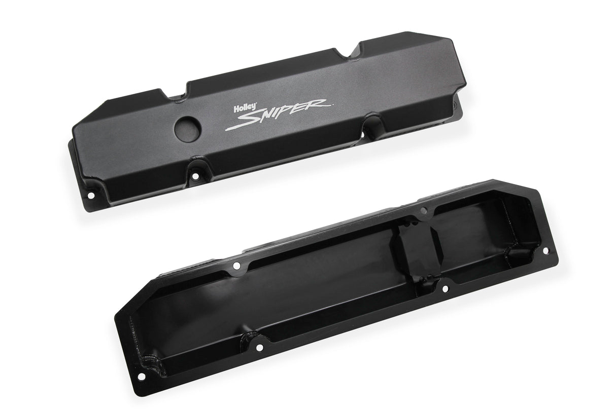 Holley 890005B Sniper Valve Cover - Fabricated Aluminum - Chrysler BB - Short Bolt - Black