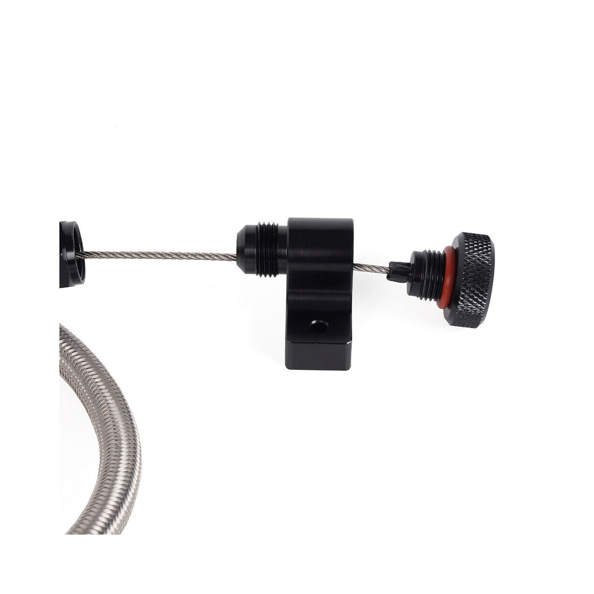 B&M Locking Auto Trans Dipstick & Tube - Billet Aluminum/Stainless Steel Braided - 22200