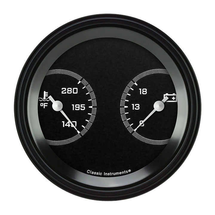 Classic Instruments AutoCross Gray 3-3/8" Temperature & Volt Dual Gauge - AX74GBLF