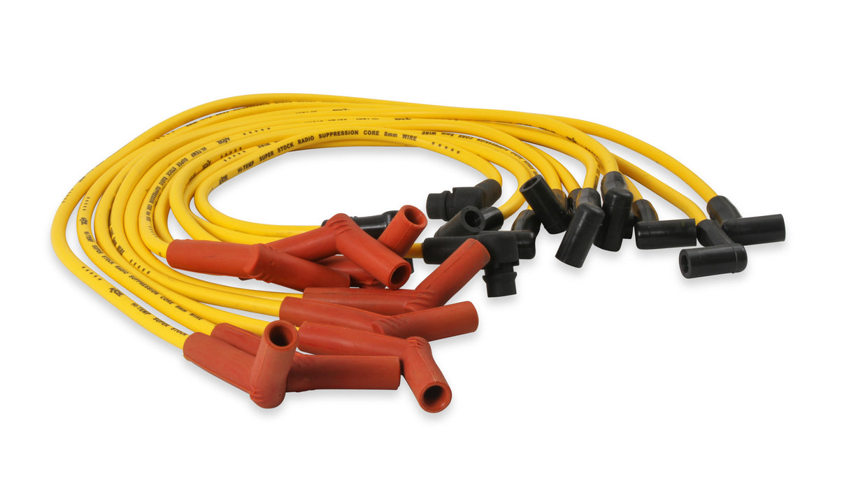 ACCEL Spark Plug Wire Set- 8mm-Custom with Graphite Core-HEI Stock Style Boots- Yellow - 4056