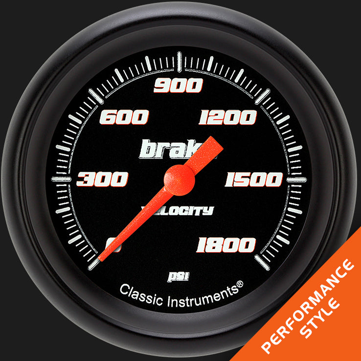 Classic Instruments Velocity Black 2-5/8" Brake Pressure Gauge - VS367BBPF