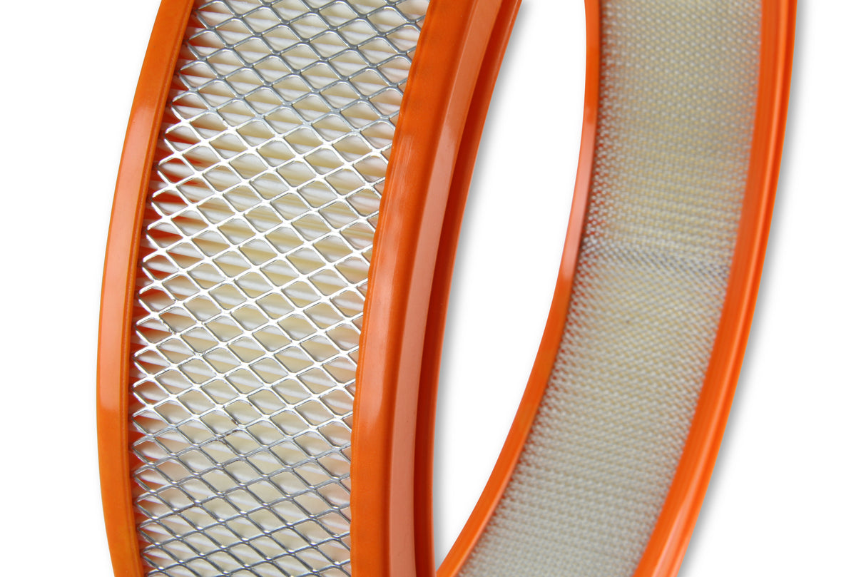 Holley 120-179 Air Filter - 14"x3" - White Paper Element - Orange Ring
