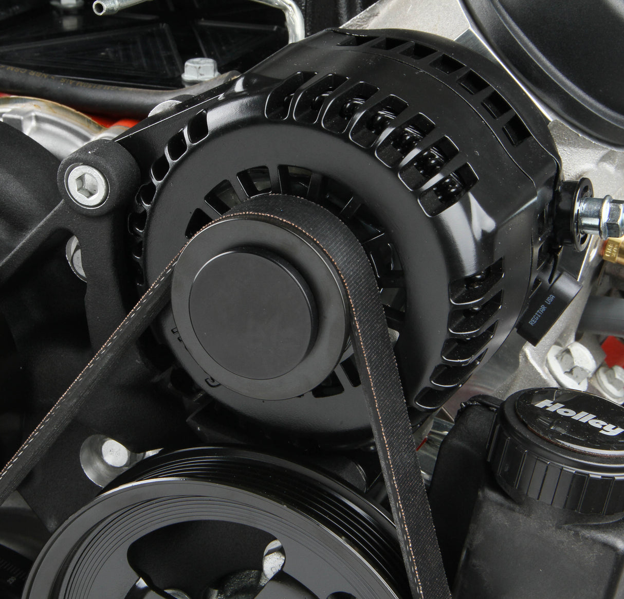 Holley 20-200BK Premium Mid-Mount Complete Accessory System - Gen V LT Engines - SFI Certified Damper - Black