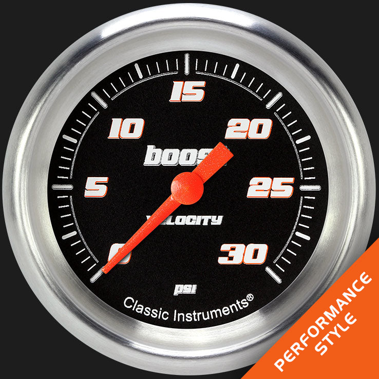 Classic Instruments Velocity Black 2 5/8" Boost Gauge, 30 psi - VS342BAPF