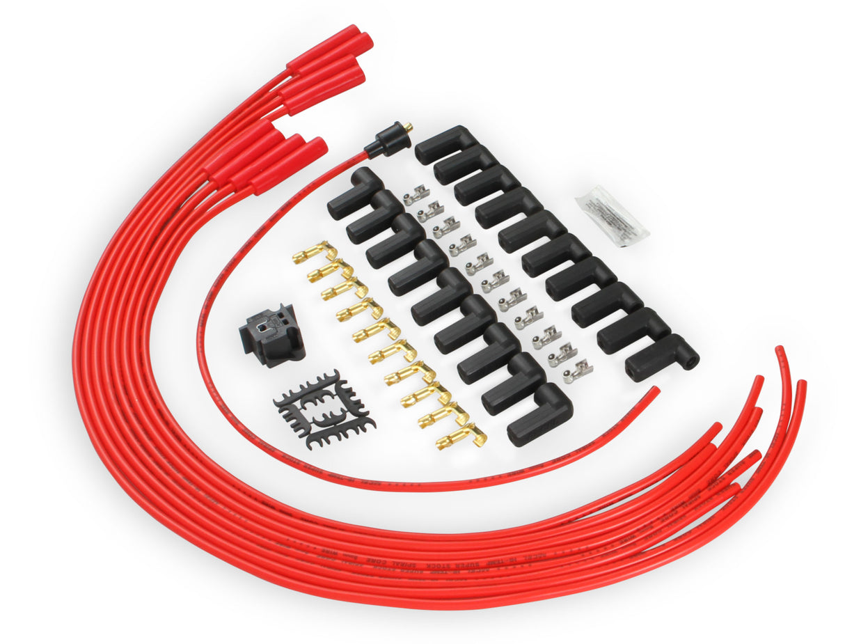 ACCEL Spark Plug Wire Set - 8mm - Universal - Red Wire with Red Straight Boots - 5040R