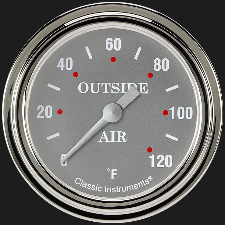 Classic Instruments Silver Gray 2 5/8" Outside Air Temp Gauge - SG399SLF