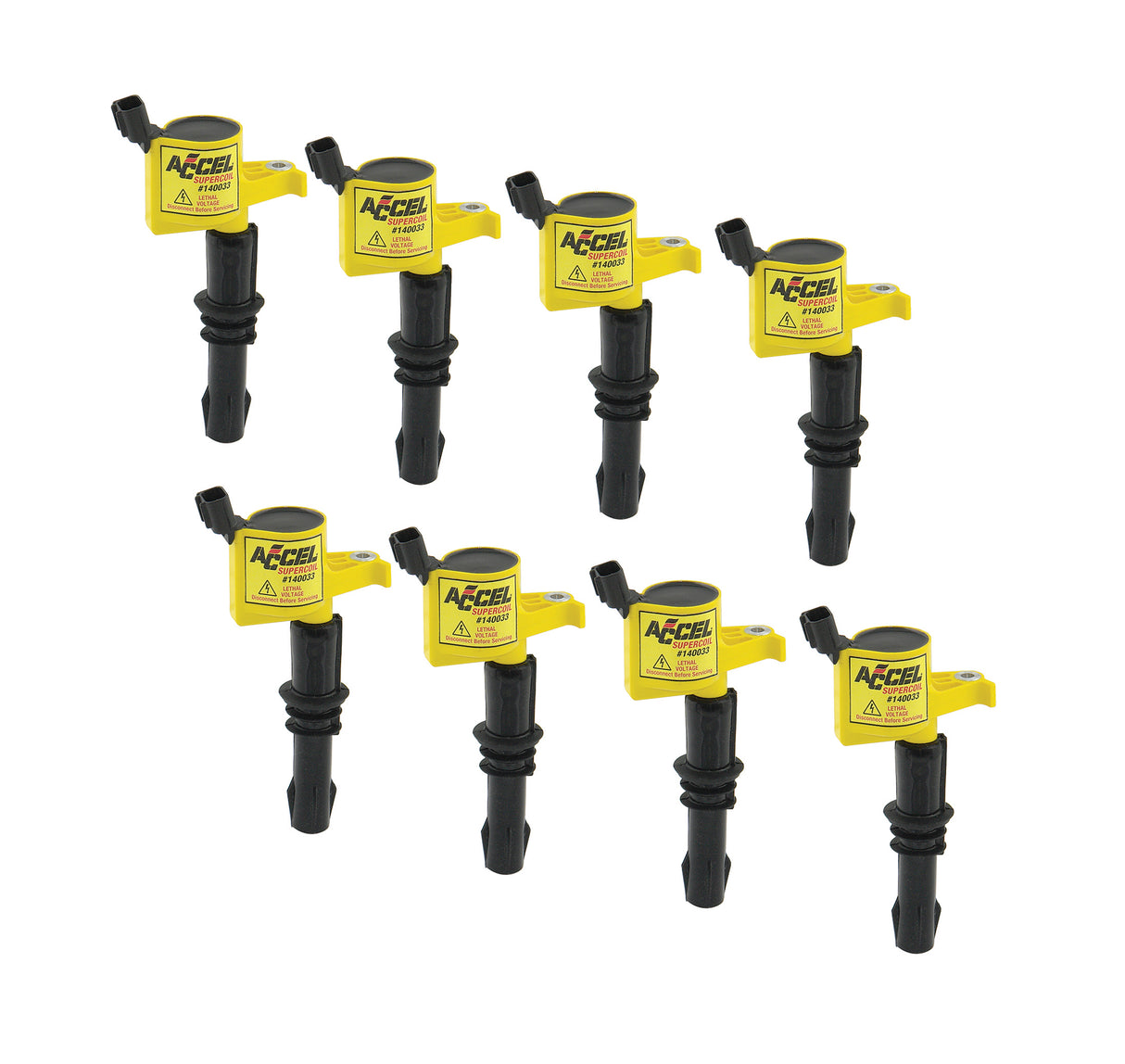 ACCEL Ignition Coil - SuperCoil- 2004-2008 Ford 4.6L/5.4L/6.8L 3-valve- Yellow- 8-Pack - 140033-8