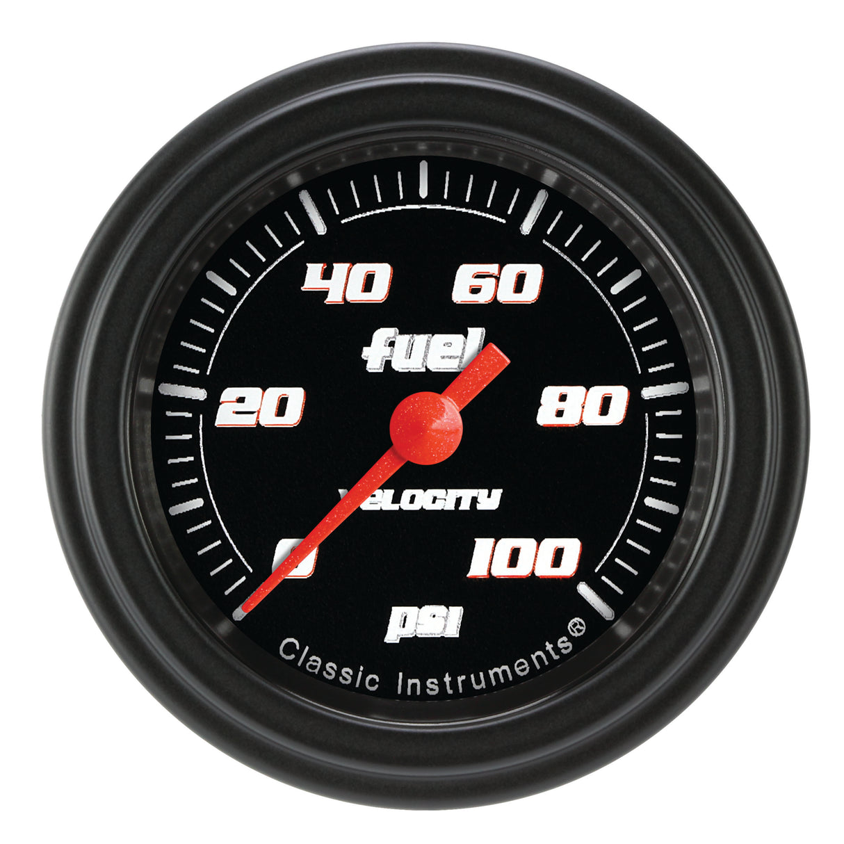 Classic Instruments Velocity Black 2-1/8" Fuel Pressure Gauge (100 PSI) - VS146BBLF