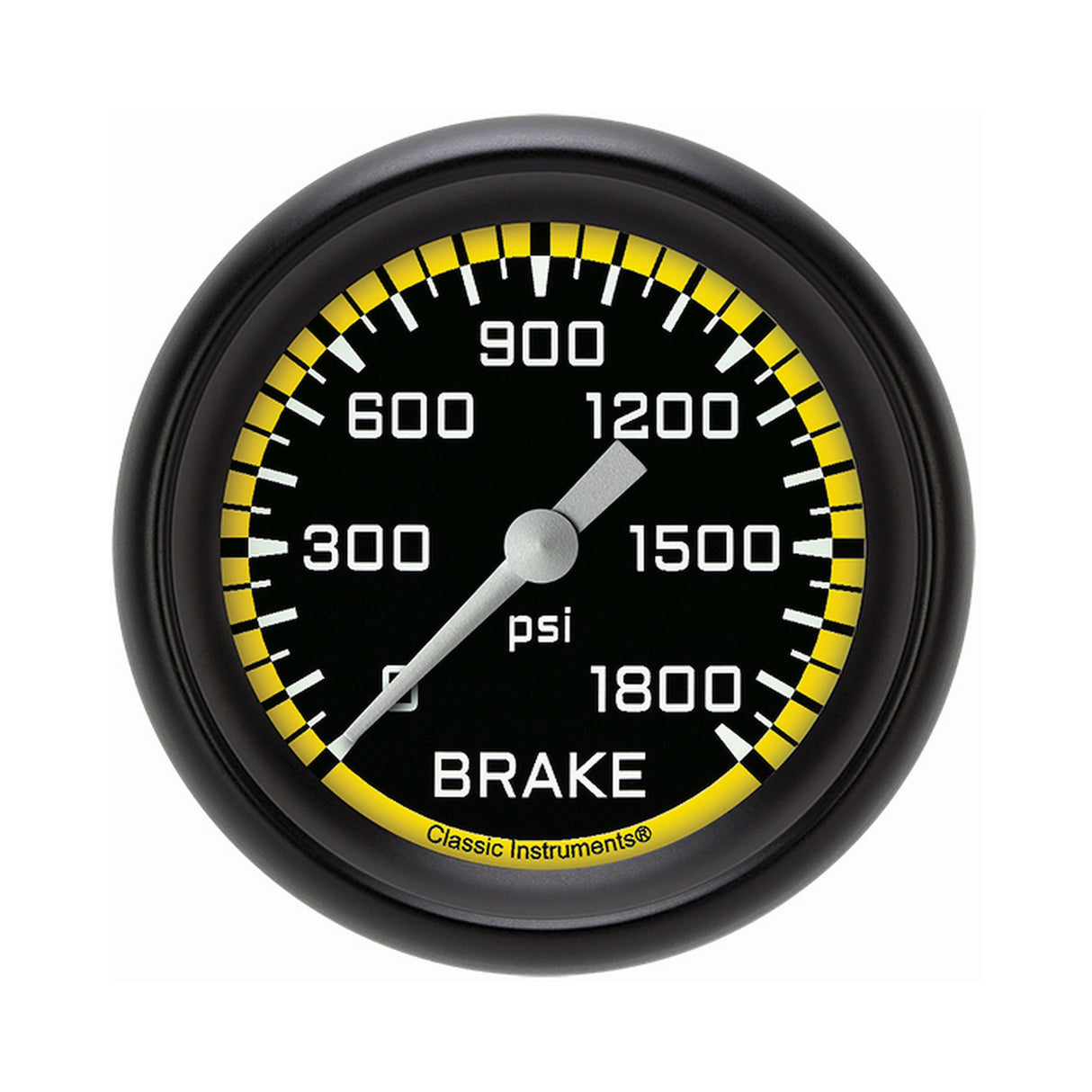Classic Instruments Autocross Yellow 2 5/8" Brake Pressure Gauge - AX367YBPF