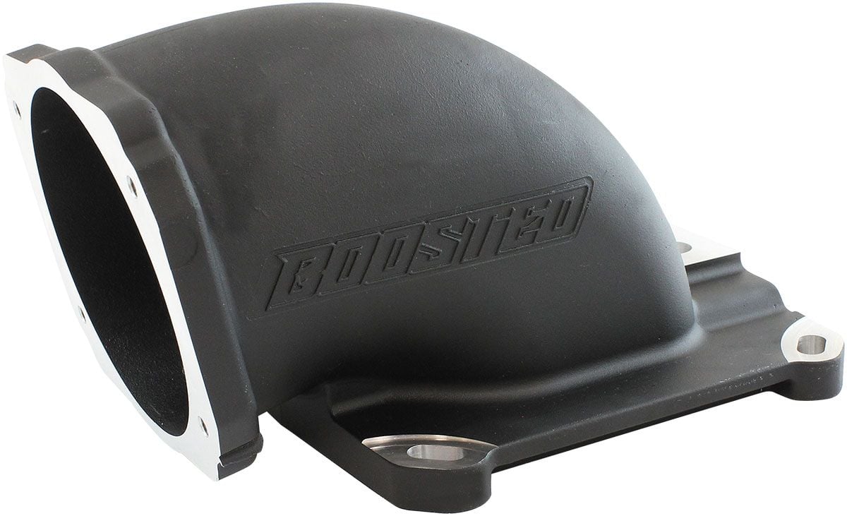 Aeroflow Cast EFI Throttle Body Elbow - Black Finish (AF2045-1001BLK) AF2045-1001BLK