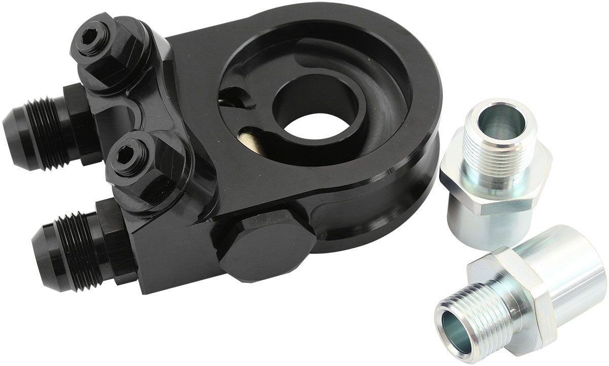 Aeroflow Billet Aluminium Subaru EJ Dual Port Remote Filter & Oil Thermostat (AF64-4114) AF64-4114