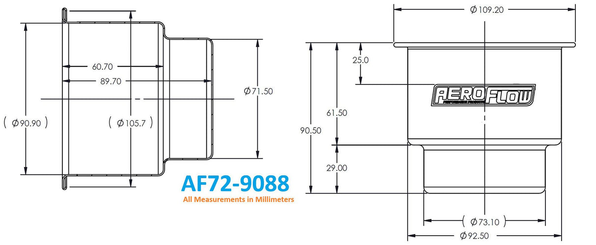 Aeroflow Large Cup Holders - Silver (AF72-9088) AF72-9088