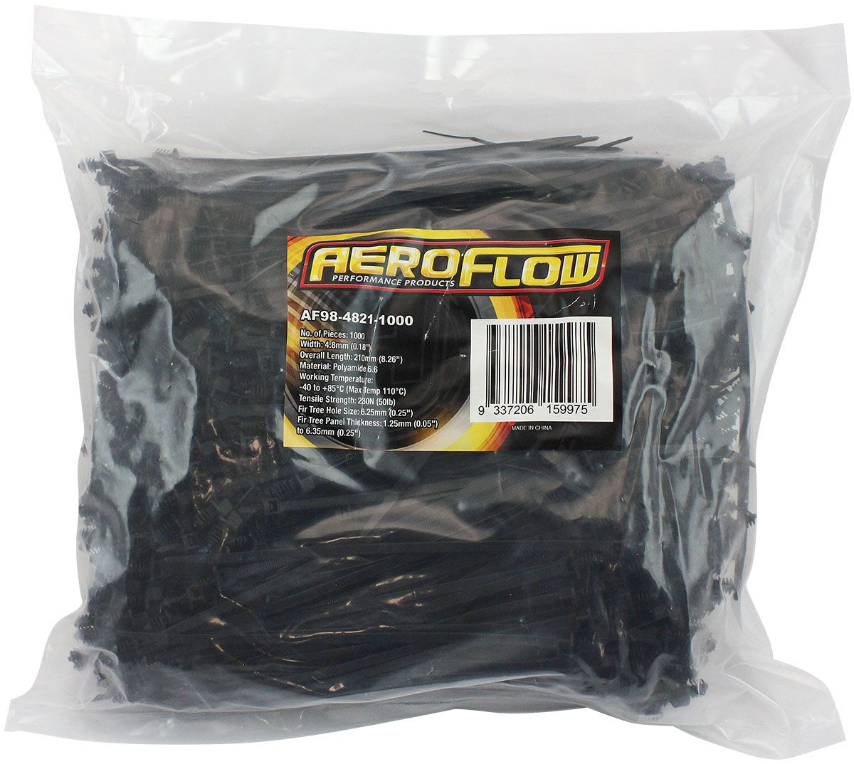 Aeroflow One Piece Fixed Fir Tree Cable Ties 4.8mm Wide x 210mm Long - 1000 Pack (AF98-4821-1000)