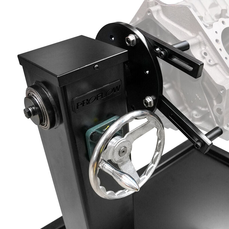 Proflow Pro Heavy Duty Engine Stand 500Kg, 360deg Turntable & Handle, Black Powder Coated, with Drip Tray, Kit - PFE-ENSTD-1