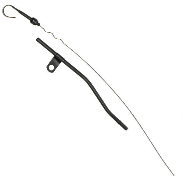 Proflow Engine Oil Dipstick with Tube, Fits Into Timing Cover, Steel, Black, SBF, Windsor V8, 289, 302, Each - PFE-R9221BK
