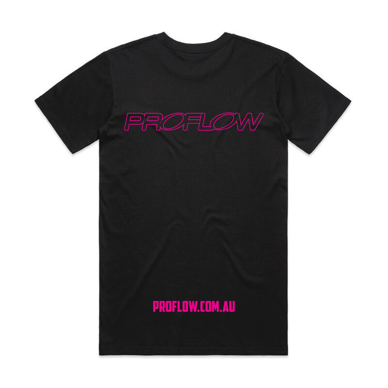 Proflow Pink Logo T-Shirt, Cotton, Black, Men's - PFE-TSHIRT2-P PFE-TSHIRT2-P