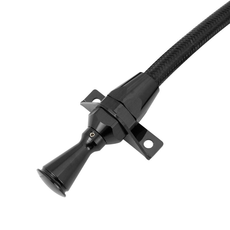 Proflow Transmission Dipstick, Braided Stainless Black, For Holden Commodore VE-VF, GM 6L80/6L80E, Billet Handle, Universal Firewall Mount, Each - PFE-XTD-6L80EFM