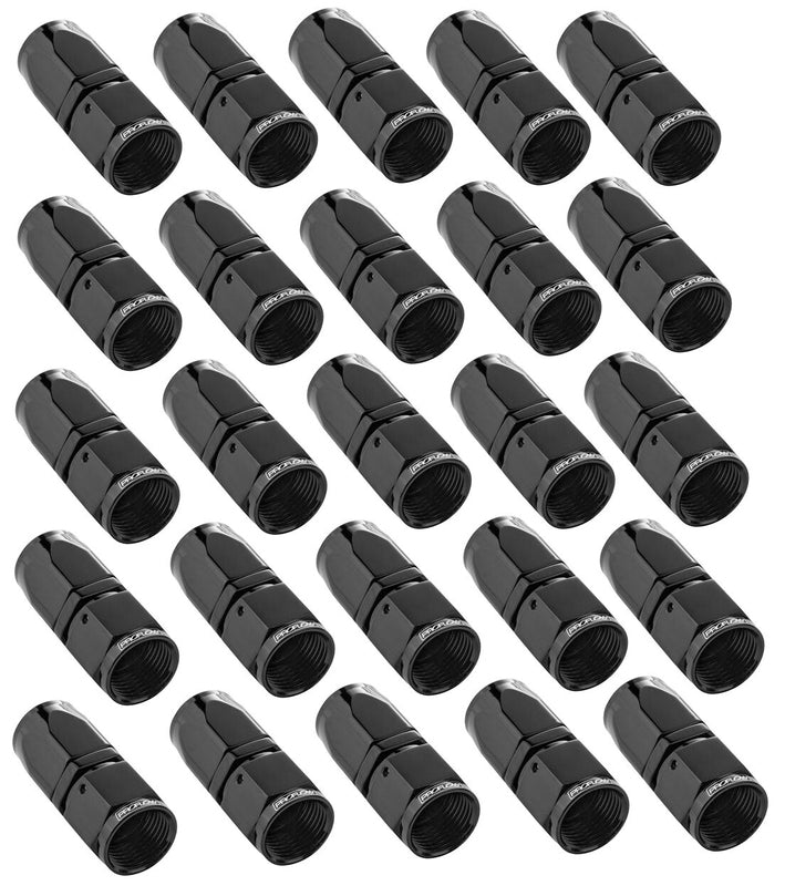Proflow Bulk Pack Straight Hose End -06AN Hose to Female, Black 25pc - PFE101-06BK-25 PFE101-06BK-25