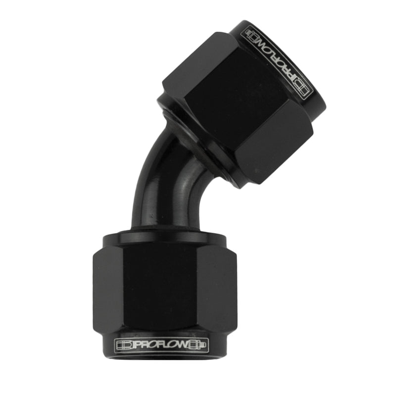 Proflow 45 Degree Female Flare Union Swivel Hose End -04AN, Black - PFE132-04BK PFE132-04BK