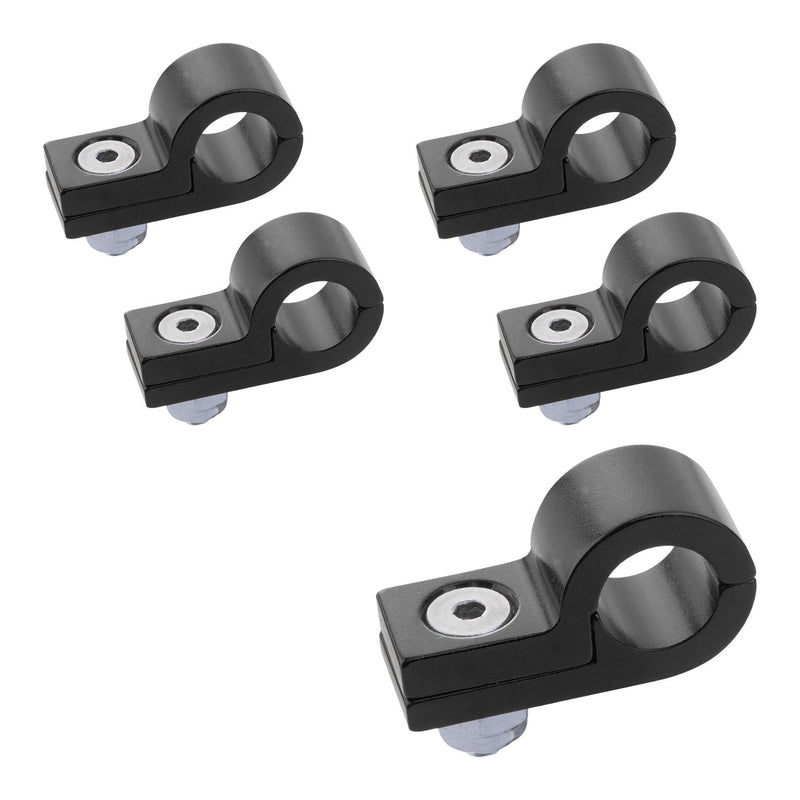 Proflow Billet 5 Piece Hose Mounting P-Clamp 5 Pack, 11.1mm ID Hole, Black - PFE157-07BK PFE157-07BK