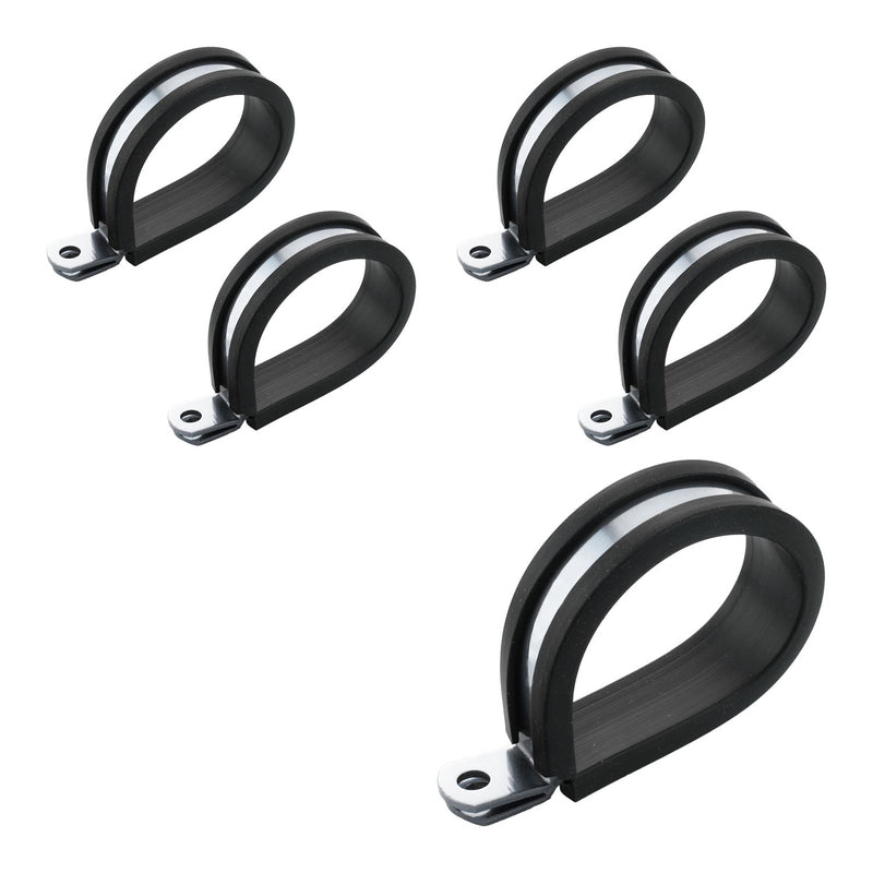 Proflow Cushioned Hose Mounting P-Clamp , 15.8mm, Silver, 5 Pack - PFE158-10S PFE158-10S