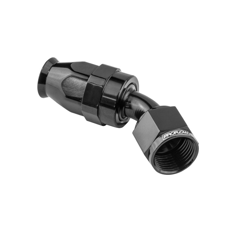 Proflow Aluminium 45 Degree Hose End Hose End For -10AN PTFE Hose, Black - PFE202-10DBK PFE202-10DBK
