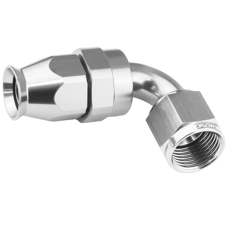 Proflow Aluminium 120 Degree Hose End Hose End For -06AN PTFE Hose, Polished - PFE204-06DHP PFE204-06DHP