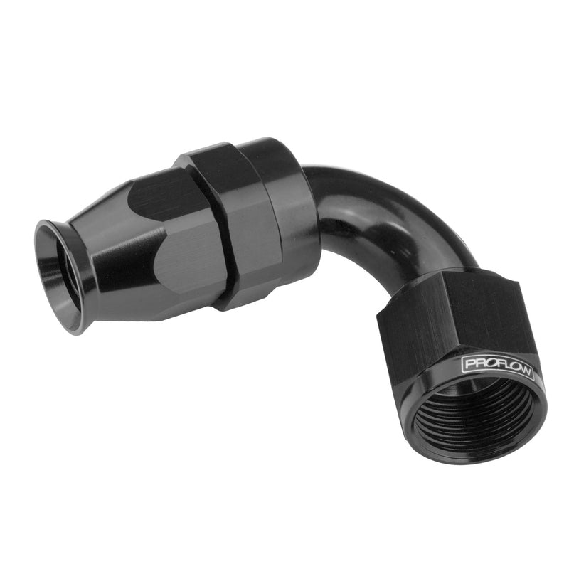 Proflow Aluminium 150 Degree Hose End Hose End For -04AN PTFE Hose, Black - PFE205-04DBK PFE205-04DBK