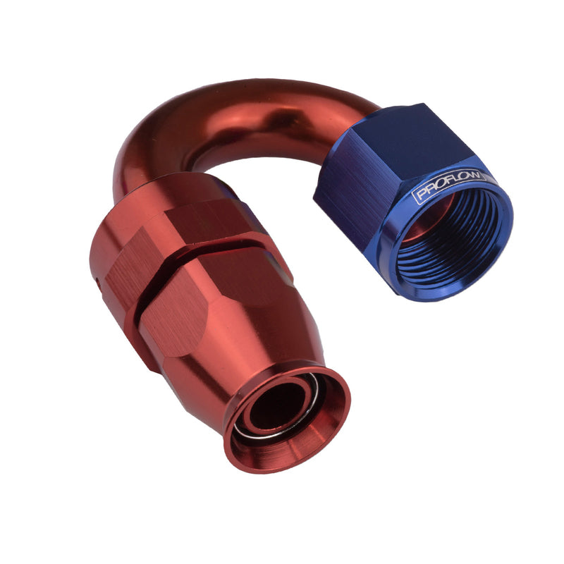 Proflow Aluminium 180 Degree Hose End Hose End For -04AN PTFE Hose, Red/Blue - PFE206-04DRB PFE206-04DRB