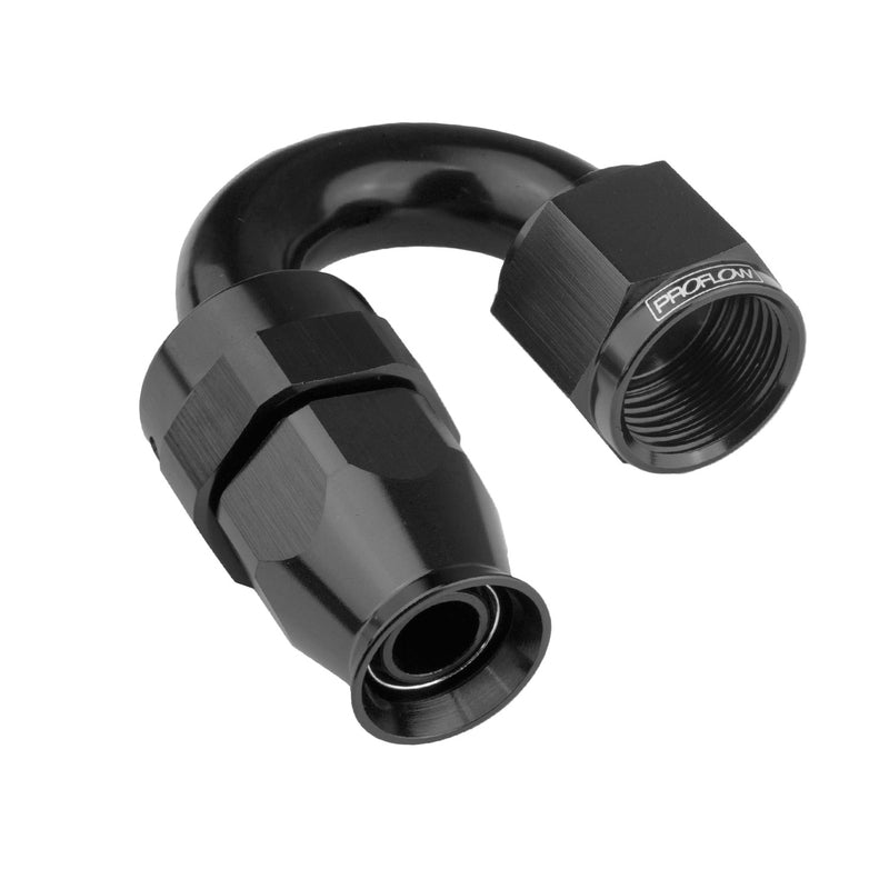Proflow Aluminium 180 Degree Hose End Hose End For -10AN PTFE Hose, Black - PFE206-10DBK PFE206-10DBK