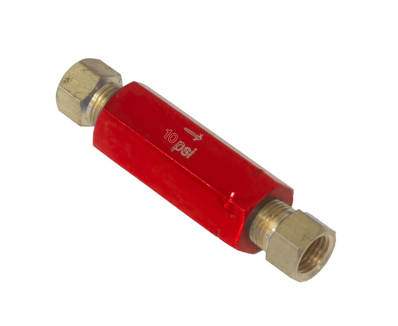 Proflow Residual Pressure Valve, Red Anodised, 10 psi, Drum Brakes, 1/8 in. NPT Female Inlet/Outlet, Each - PFE393 PFE393