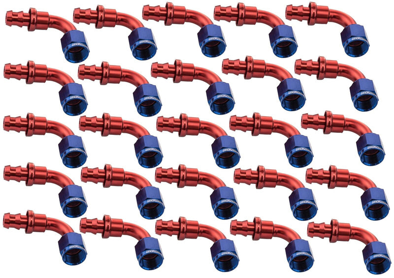 Proflow Bulk Pack 90 Degree Push Lock Hose End Barb 5/16'' To Female -06AN, 25 Pack - PFE403-05-25 PFE403-05-25