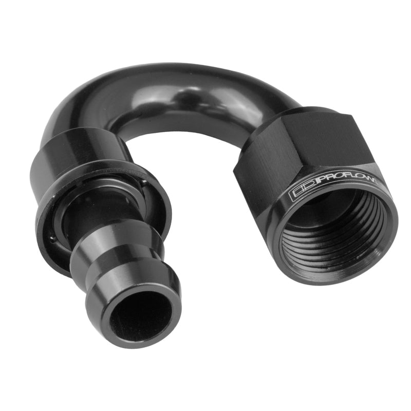 Proflow 180 Degree Push Lock Hose End Barb 5/8'' To Female -10AN, Black - PFE406-10BK PFE406-10BK