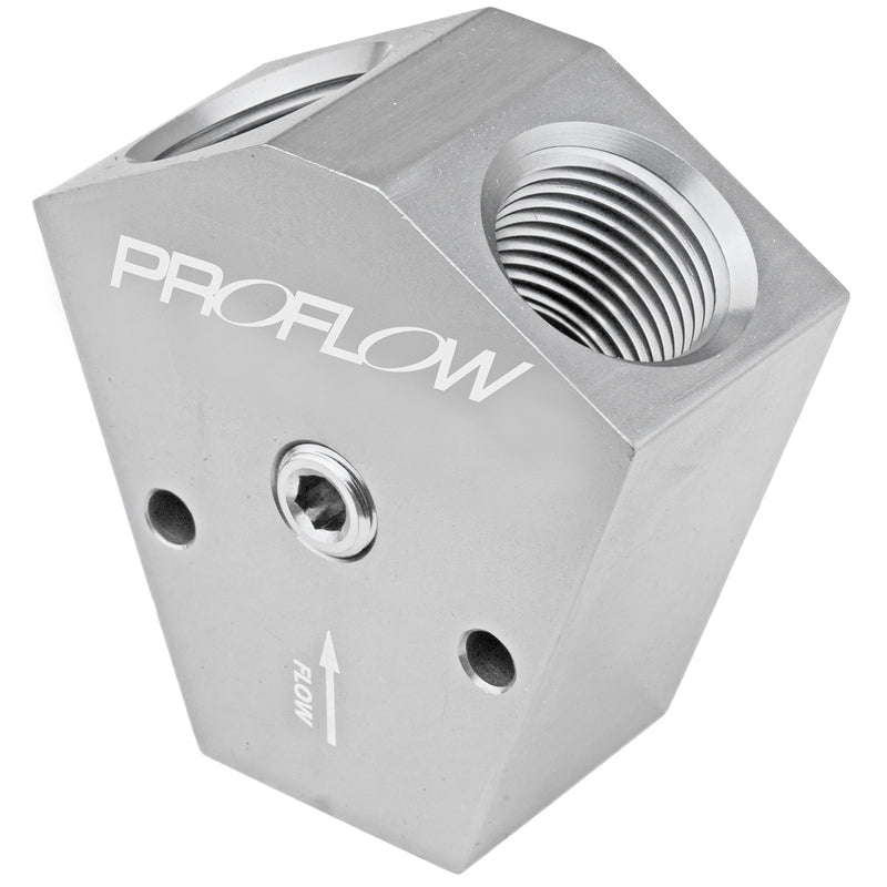 Proflow Fuel Block, Y-Type, Billet Aluminium, Red Anodised, 3/8 in. NPT Female Inlet, 3/8 in. NPT Female Outlets, 1/8in. NPT Gauge Port - PFE451-08P PFE451-08P